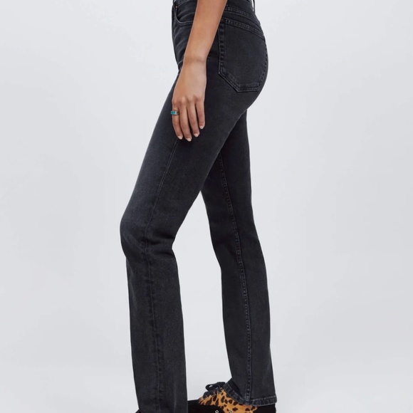 Re/Done NWT Washed Black Comfort Stretch 70s Straight Denim Jean - Picture 4 of 15